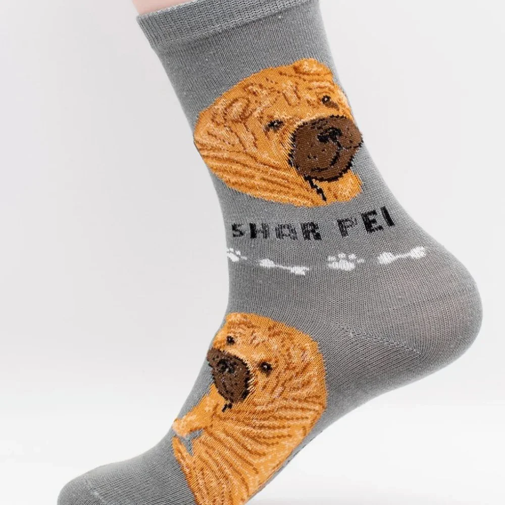 Shar Pei Fighting Dog Wrinkles Puppy Cute Dogs 2 Pairs Women's Foozys Socks